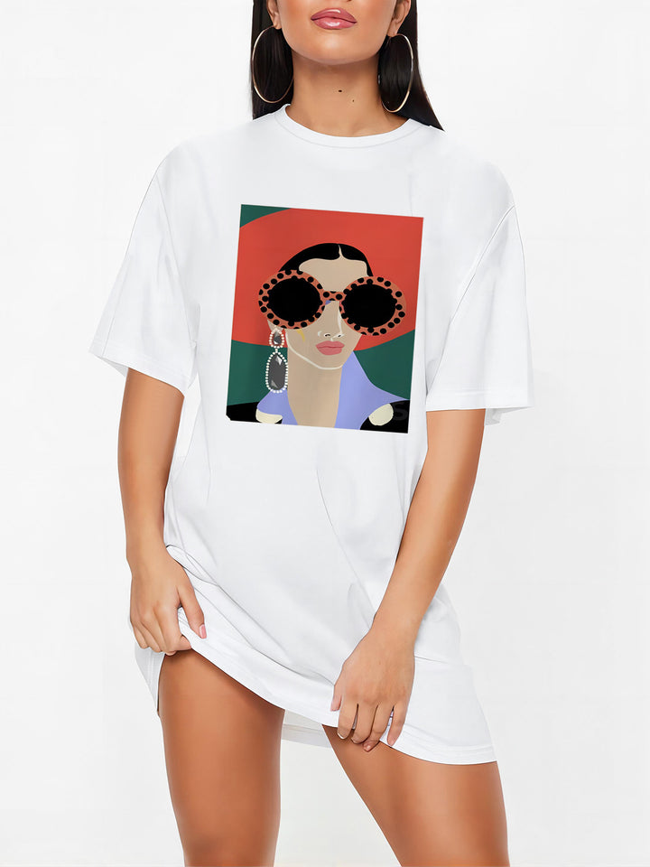 Damen Oversized T-Shirt mit inspirierendem Schriftzug und auffälligem Grafikdesign Drune