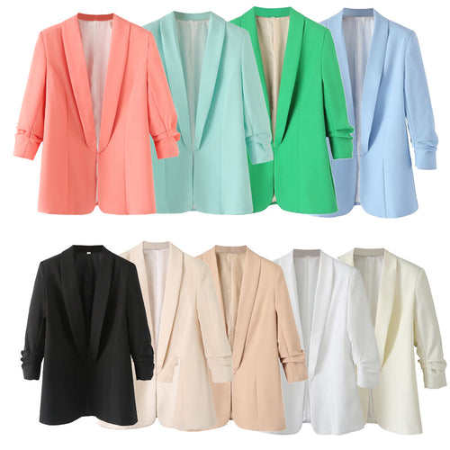 Damen nan langer unstrukturierter Blazer mit Schalkragen und krempelbaren Ärmeln Drune