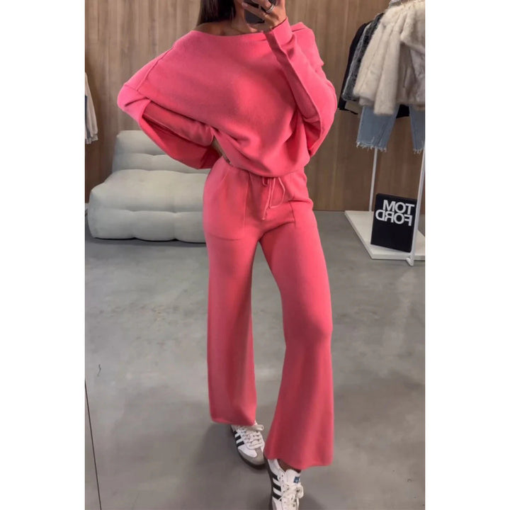 Damen bequeme Loungewear aus weichem Strickmaterial mit weitem Schnitt Drune