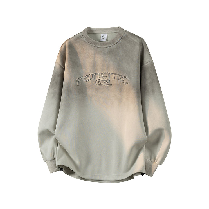 Damen Oversize-Sweatshirt mit gesticktem Schriftzug, abgerundetem Saum & überschnittener Schulter Drune