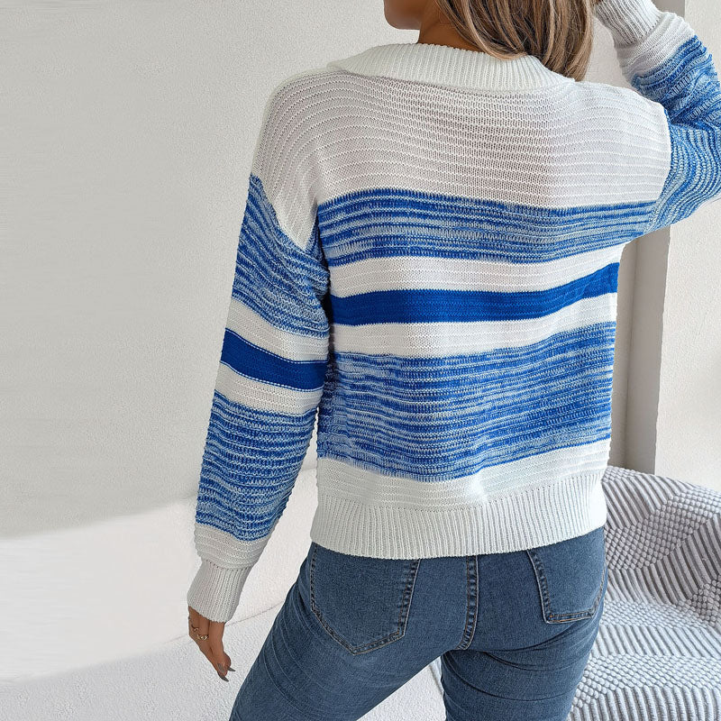 Drune | Pullover - Damen Winter gestreifter Strickpullover