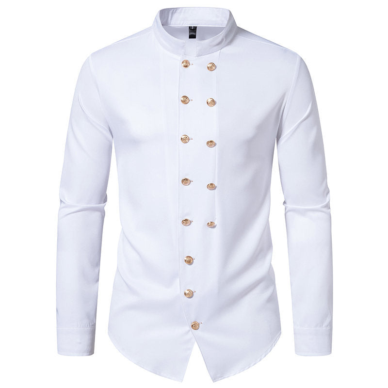 Herren Mandarin Kragen Dress Shirt Drune