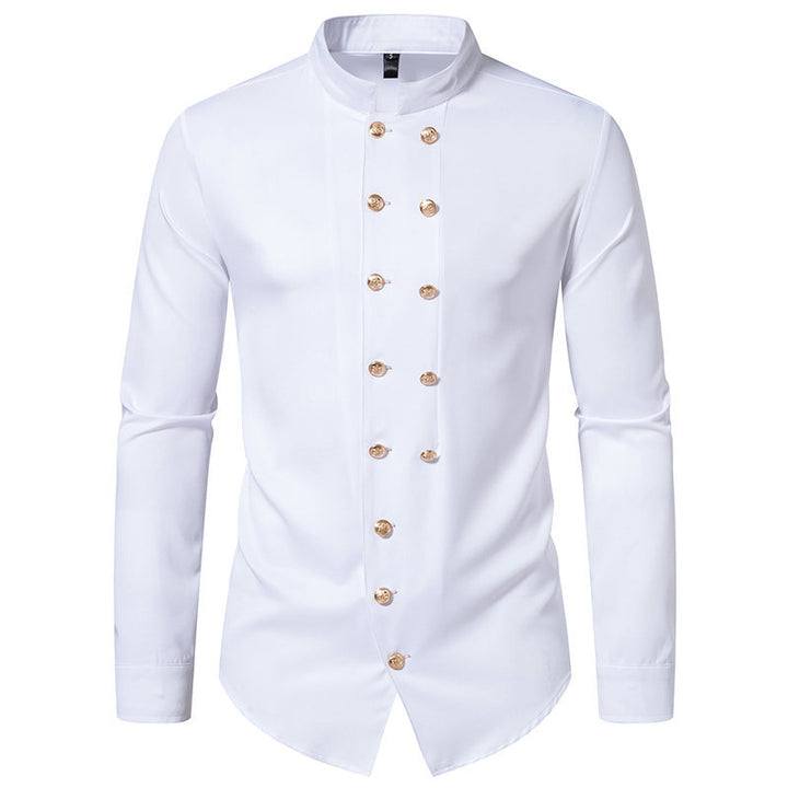 Herren Mandarin Kragen Dress Shirt Drune