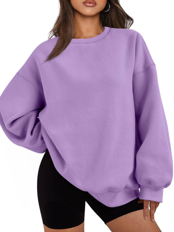 Damen nan Boxy-Crewneck-Sweat mit extraweiter Passform, Raglanärmeln und weichem Fleece-Innenfutter Drune