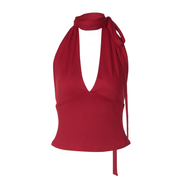 Damen Haltertop mit tiefem V-Ausschnitt und Schleifendetail Drune