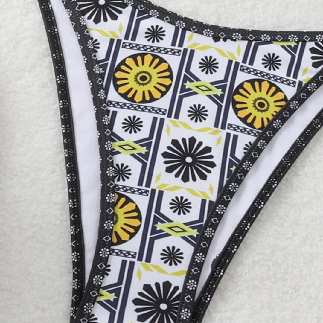 Damen Triangel-Bikini mit modernem geometrischem Muster Drune