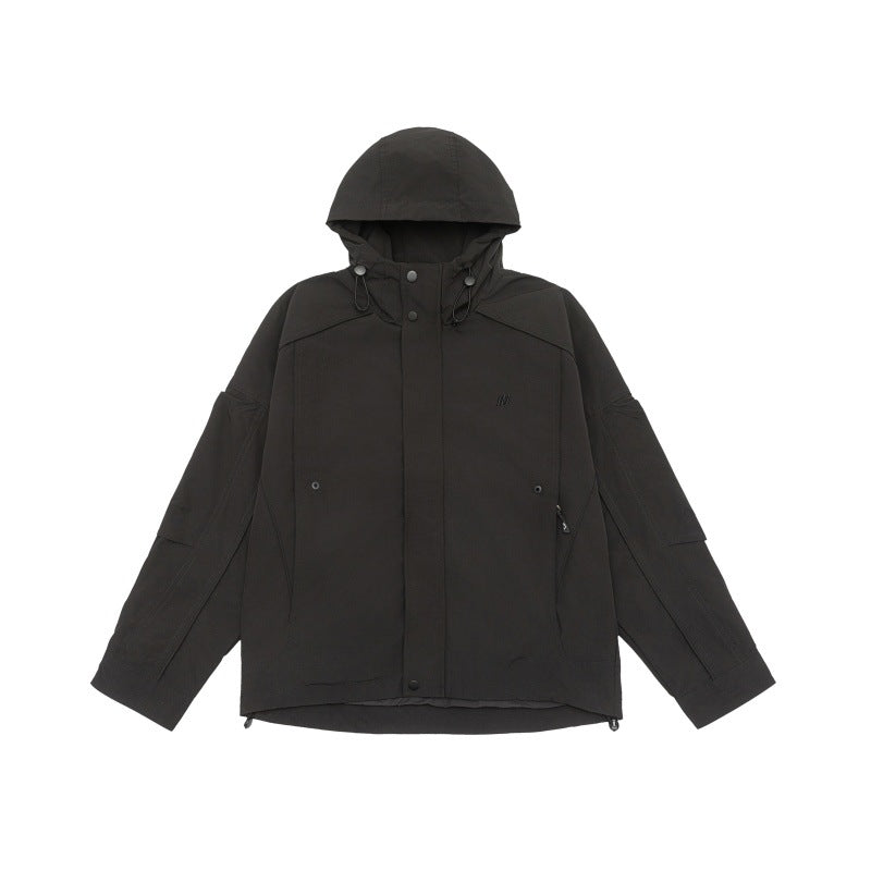 Unisex Technische Kapuzen‑Fieldjacke im Boxy‑Cut mit verdeckter Front und Multifunktions‑Taschen Drune