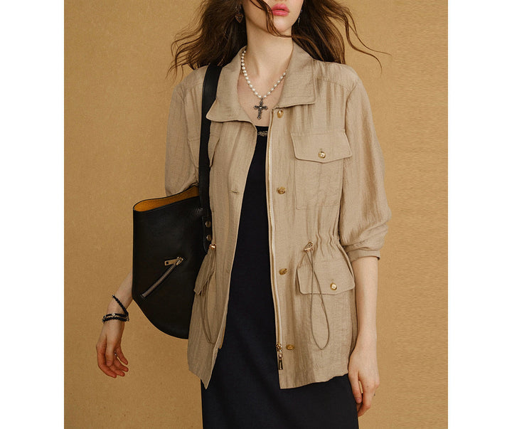 Damen Modische Leinenjacke Drune