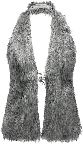 Damen Ärmelloses Cropped-Kunstpelz-Set mit Minirock und flauschigen Stulpen Drune