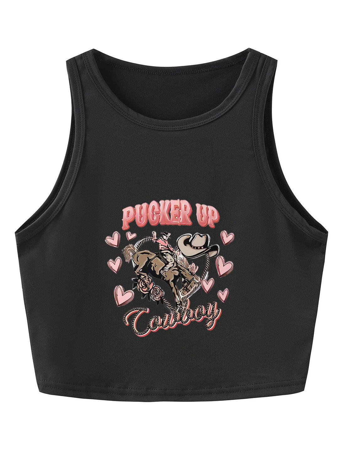 Damen Crop-Top mit auffälligem Schriftzug und körpernahem Schnitt Drune