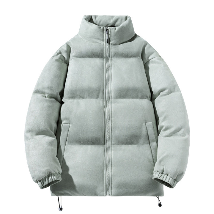 Herren breite Blocksteppjacke mit wattierter Thermofüllung, hohem Stehkragen und Kordelzugsaum Drune