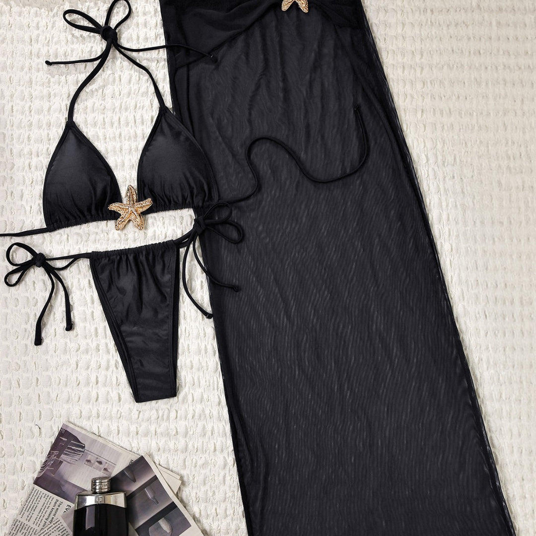 Damen Bikiniset mit transparentem Strandüberwurf Drune