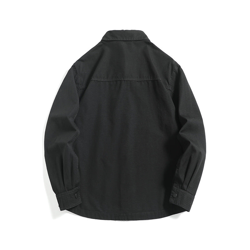 Herren Ripstop-Overshirt mit Druckknopfleiste, geradem Schnitt und Brusttasche Drune