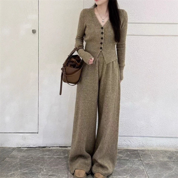 Damen Strickanzug mit Knopfdetails und lässigem Schnitt Drune