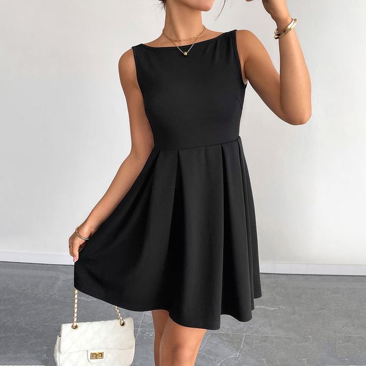 Damen figurbetontes Kleid mit schwingendem Rock und elegantem Ausschnitt Drune