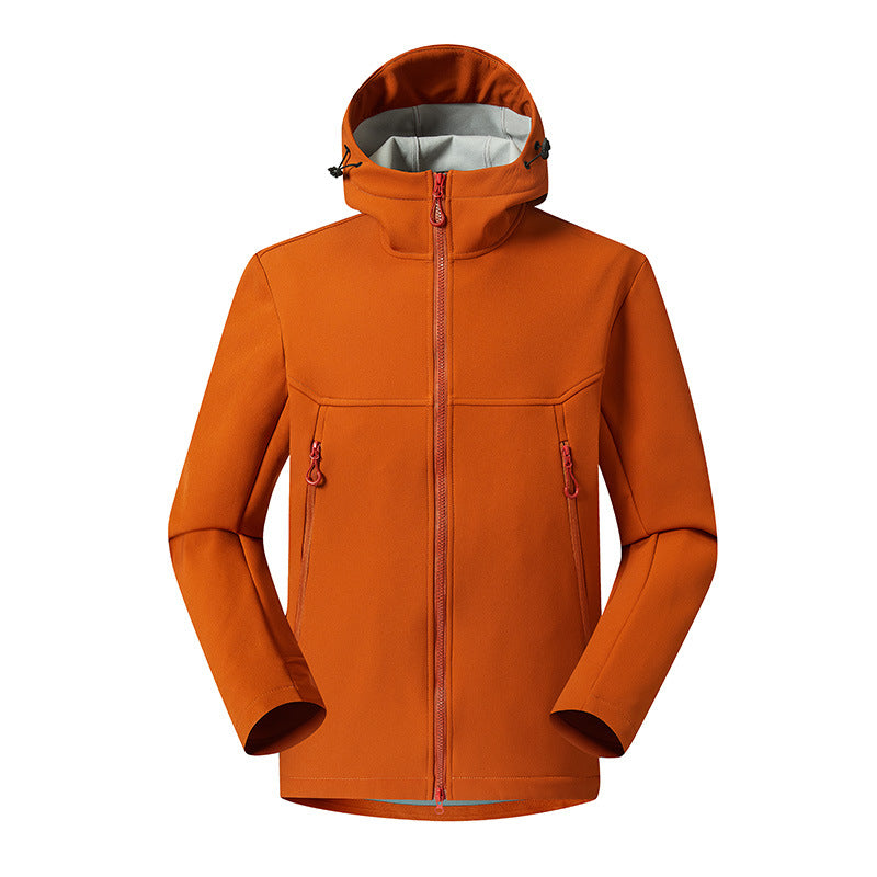Herren Minimalistische Softshell-Hoodie mit atmungsaktiver Membran, verdeckten Reißverschlusstaschen und ergonomischem Schnitt Drune