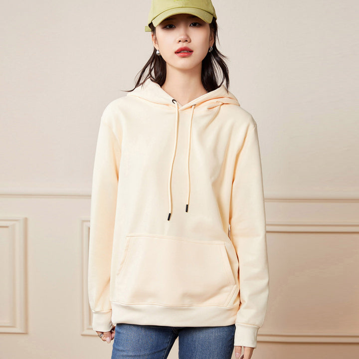 Damen Oversize-Kapuzenpullover aus Baumwoll-Mix mit Kängurutasche und gerippten Bündchen Drune