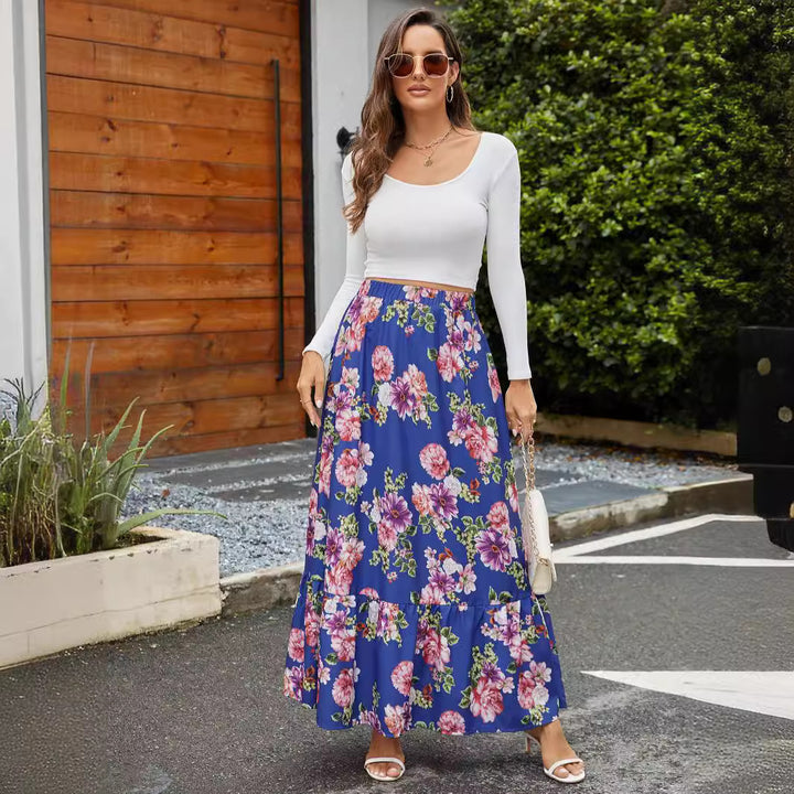 Damen Maxirock mit voluminösem Schnitt und floralen Applikationen Drune