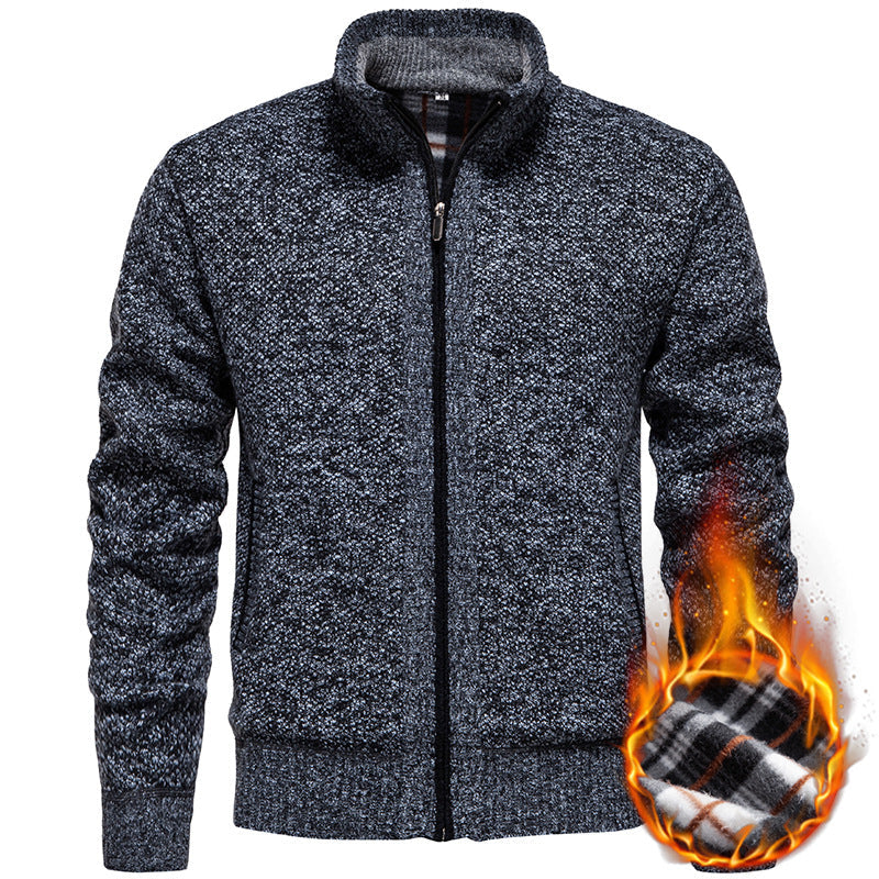 Herren Strickjacke mit hohem Kragen und praktischem Reißverschluss Drune