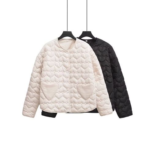 Damen Gesteppte Boxy-Übergangsjacke mit Herzsteppung und Herztaschen Drune