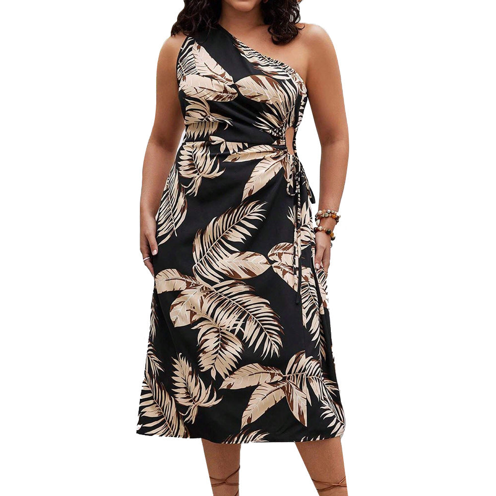 Damen asymmetrisches Strandkleid mit seitlichem Knoten Drune