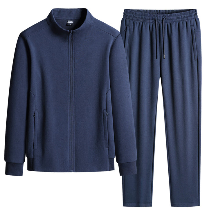 Herren Modernes Freizeit-Trainingsset aus Thermofleece mit Stehkragen‑Zipjacke & konischer Jogginghose Drune