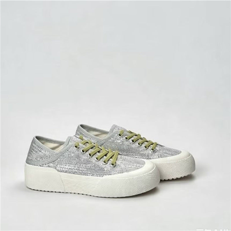 Damen Plateausneaker mit gestricktem Obermaterial und dicker Plattformsohle Drune