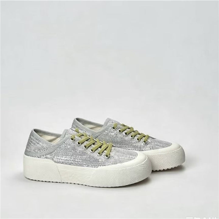 Damen Plateausneaker mit gestricktem Obermaterial und dicker Plattformsohle Drune