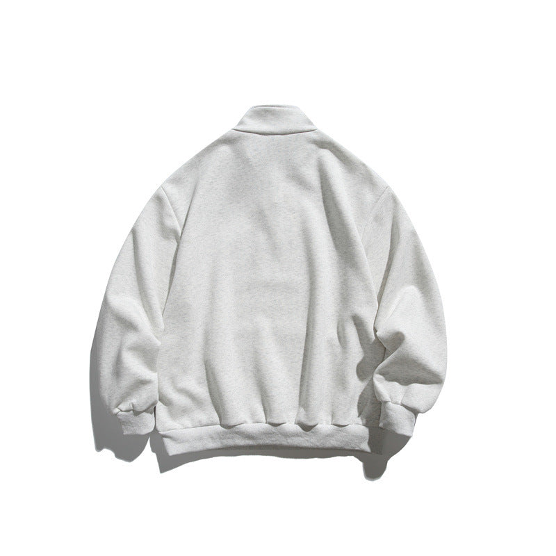 Unisex Oversize-Fleece-Halbzip-Sweatshirt mit Stehkragen und Kängurutasche Drune