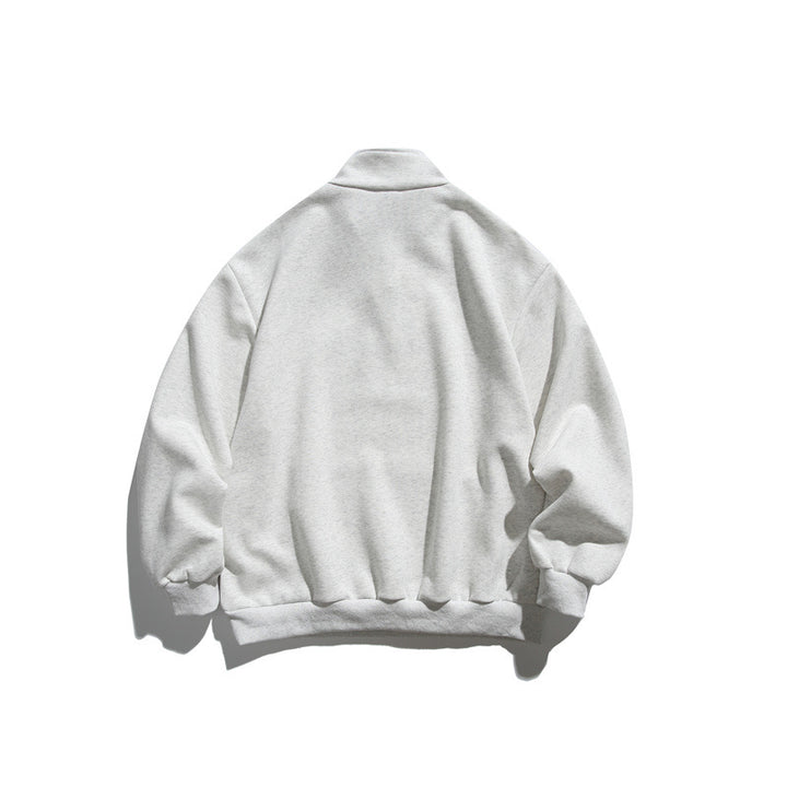 Unisex Oversize-Fleece-Halbzip-Sweatshirt mit Stehkragen und Kängurutasche Drune