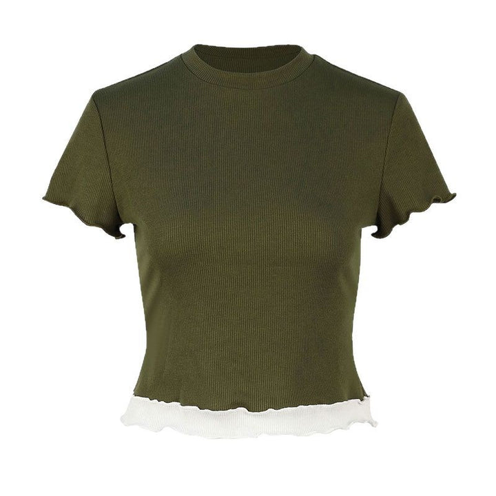 Damen Crop-Top mit Rüschendetails Drune