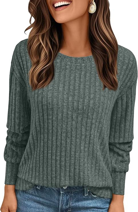 Damen Strukturiertes Rippstrick-Sweatshirt mit Chenille-Optik und lockerer Passform Drune