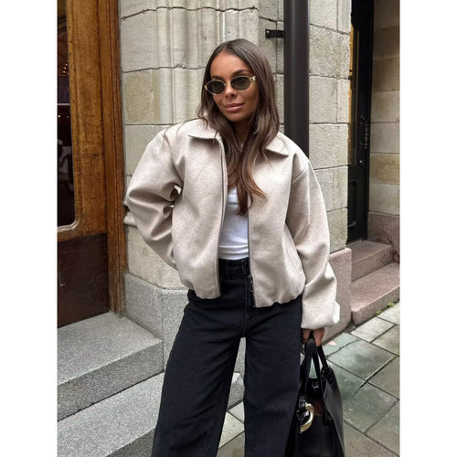 Damen cropped Steppjacke mit elastischen Bündchen und praktischen Taschen Drune
