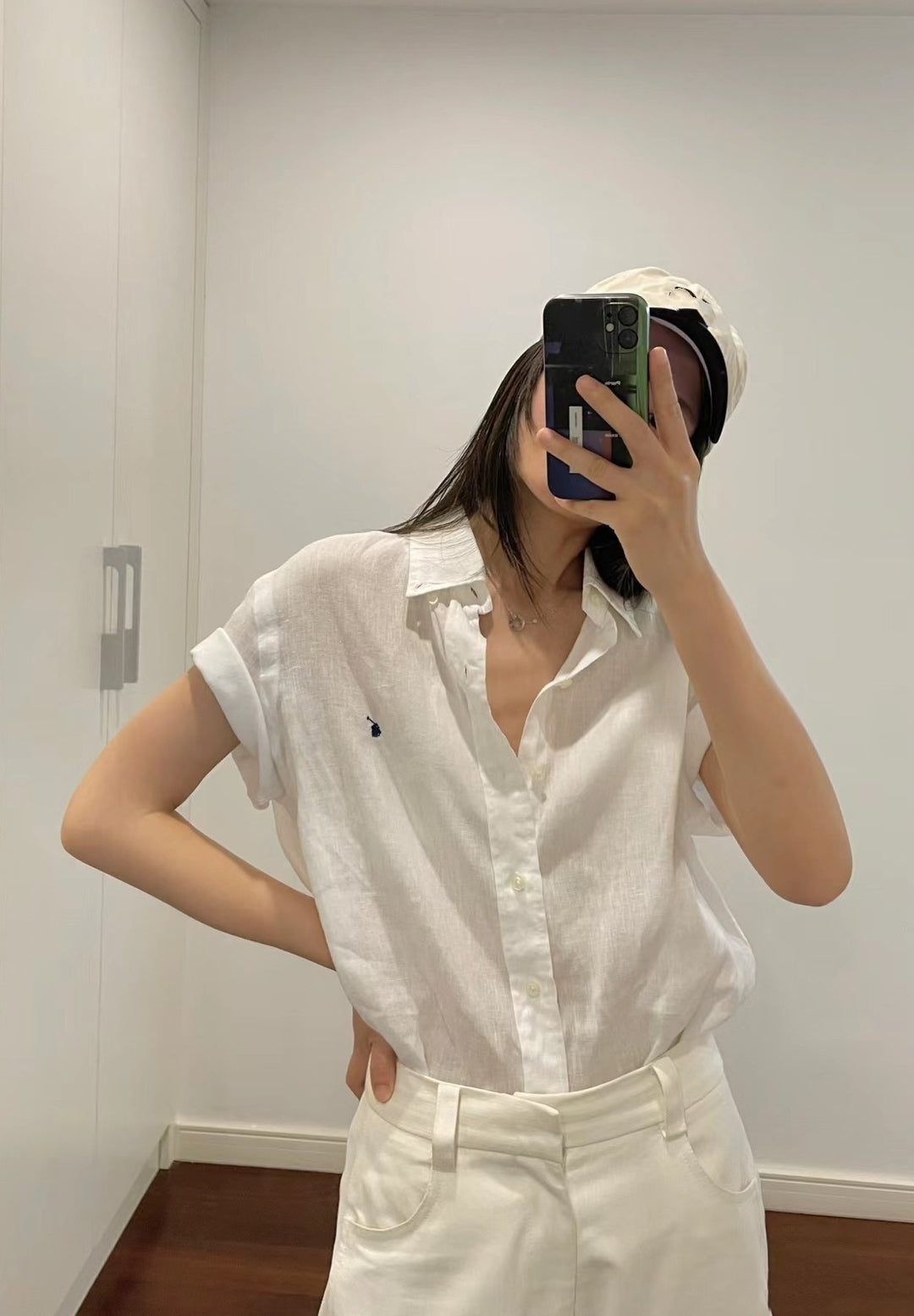 Damen Elegante Kurzarmbluse mit Knopfleiste Drune