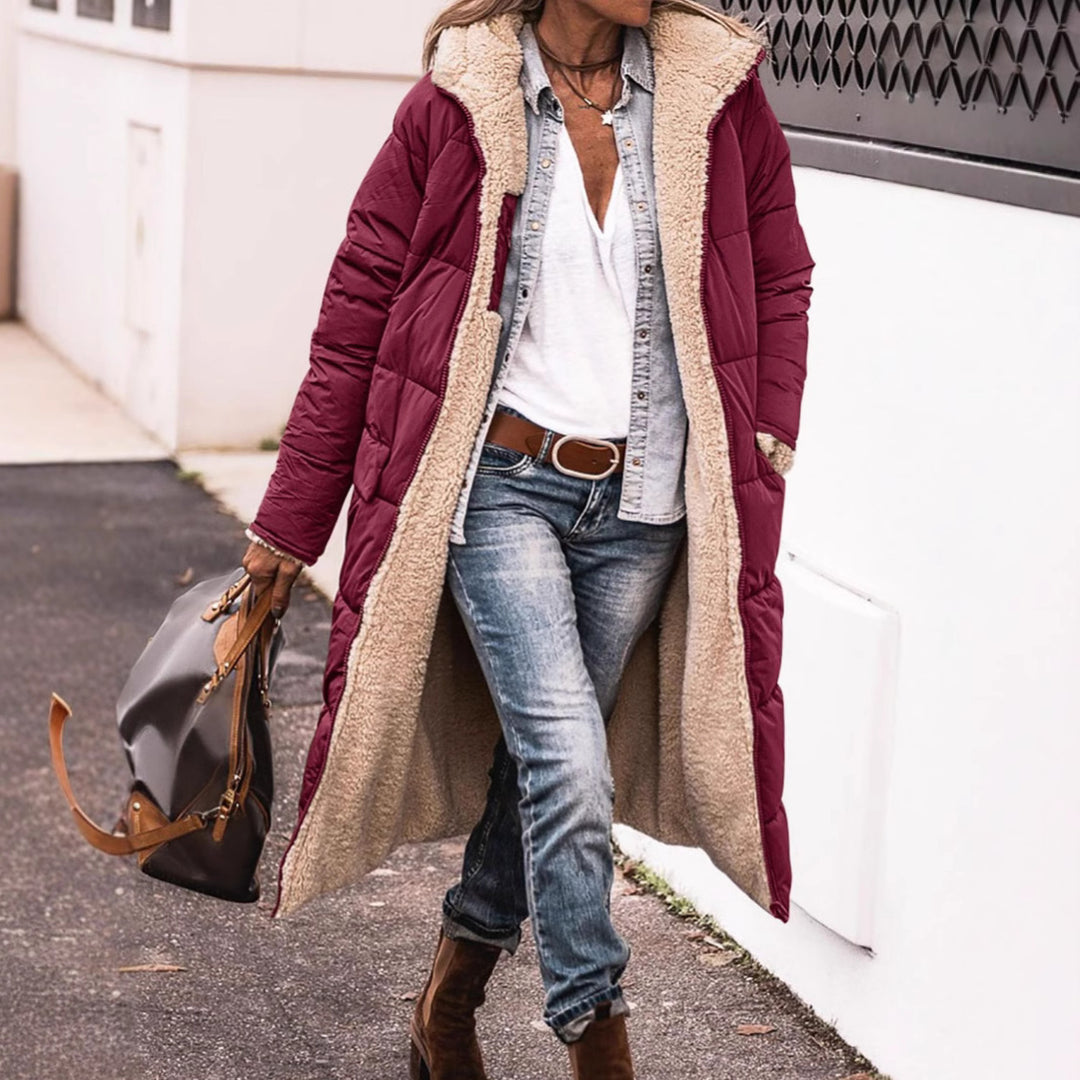Damen gefütterte Langjacke mit Teddyfell-Innenfutter Drune