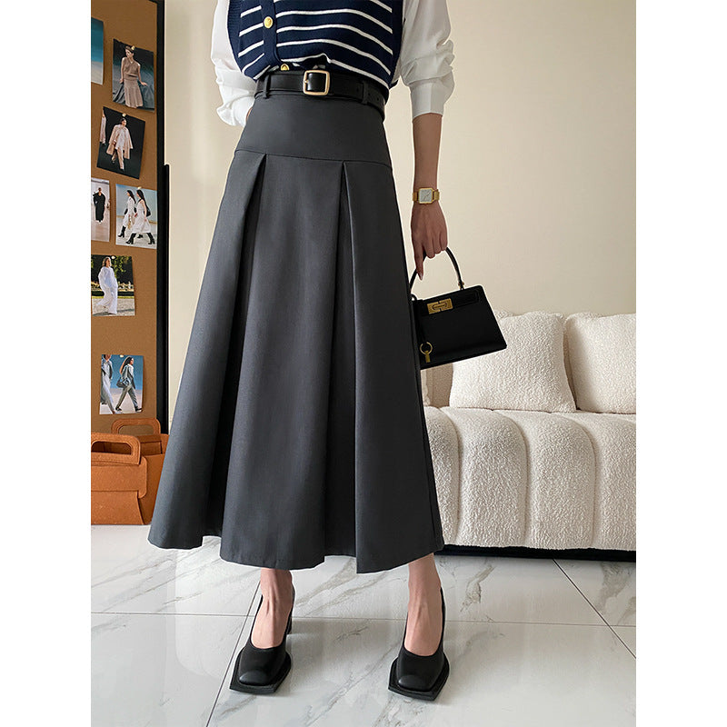 Damen eleganter Maxirock mit Faltenwurf und hohem Bund Drune