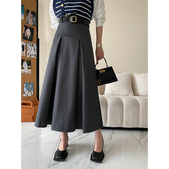 Damen eleganter Maxirock mit Faltenwurf und hohem Bund Drune