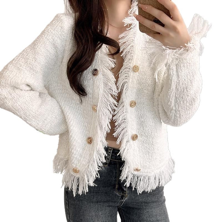 Damen Strickjacke mit Fransen Drune