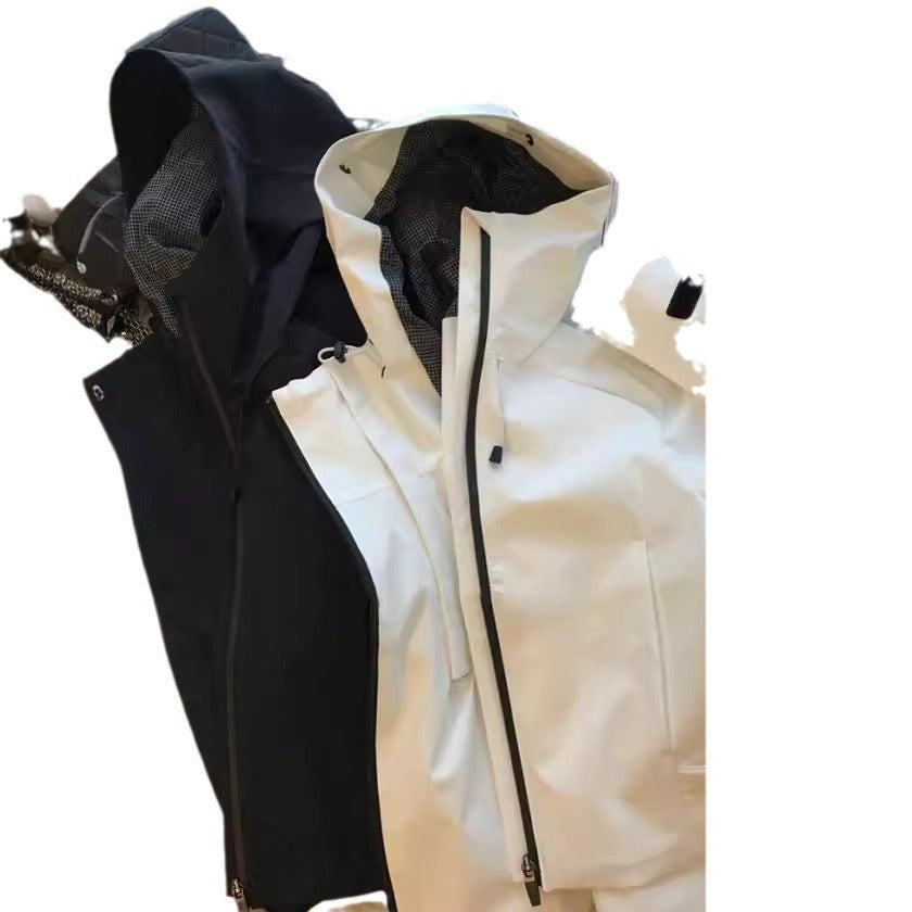 Damen Wasserabweisende Kapuzenjacke im minimalistischen Urban-Design mit verdecktem Reißverschluss Drune