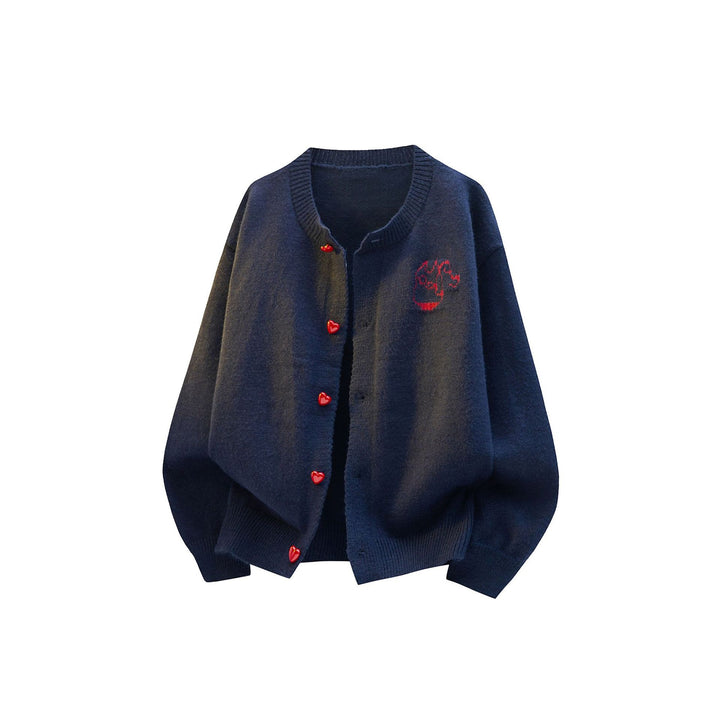 Damen Kuscheliger Grobstrick Cardigan mit Herz-Knöpfen Drune