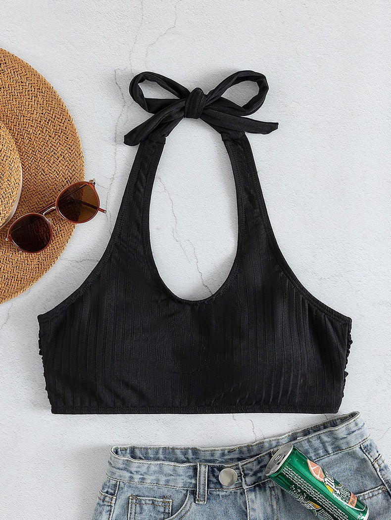 Damen Sportlicher Crop-Top mit Rippstruktur Drune