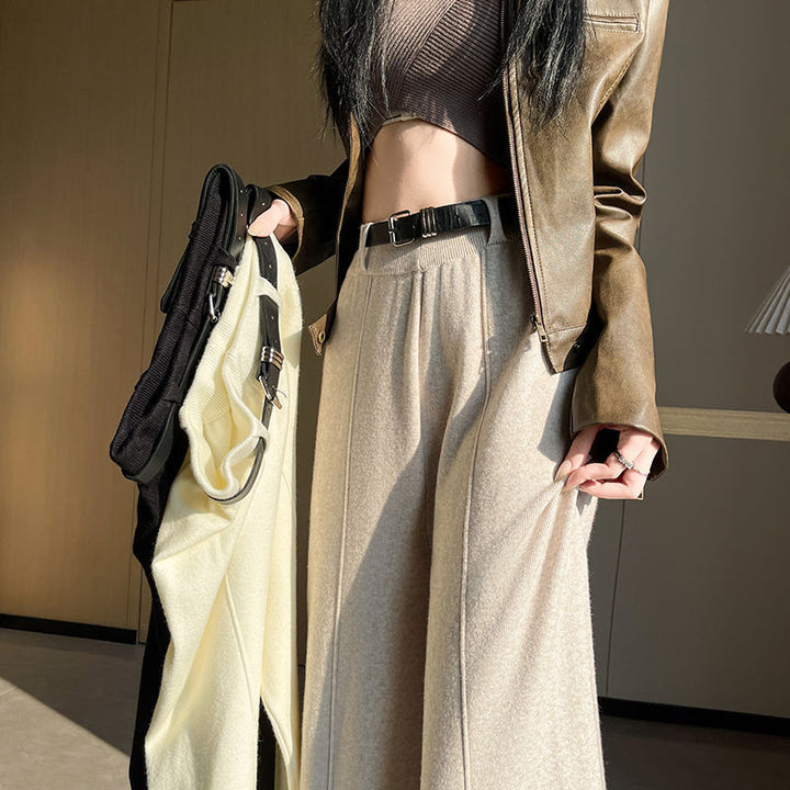 Damen Weite Pantalons mit hohem Bund und seidigem Finish Drune