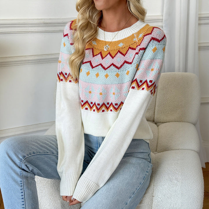 Damen Verspielter Strickpullover mit Norweger-Muster Drune