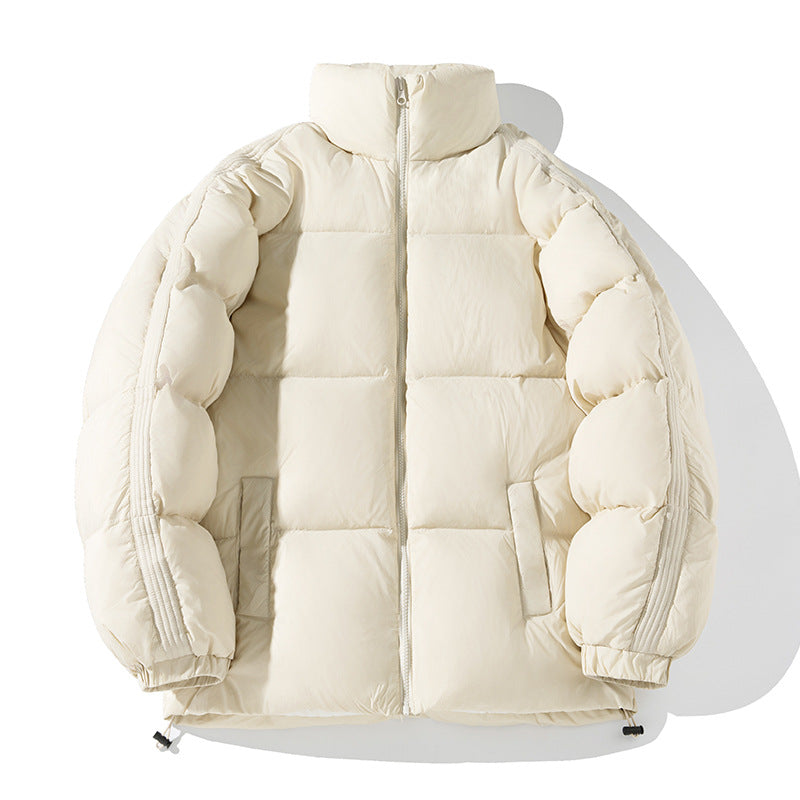 Unisex Oversize-Pufferjacke mit hohem Stehkragen, seitlichen Armreißverschlüssen und Kordelzug Drune