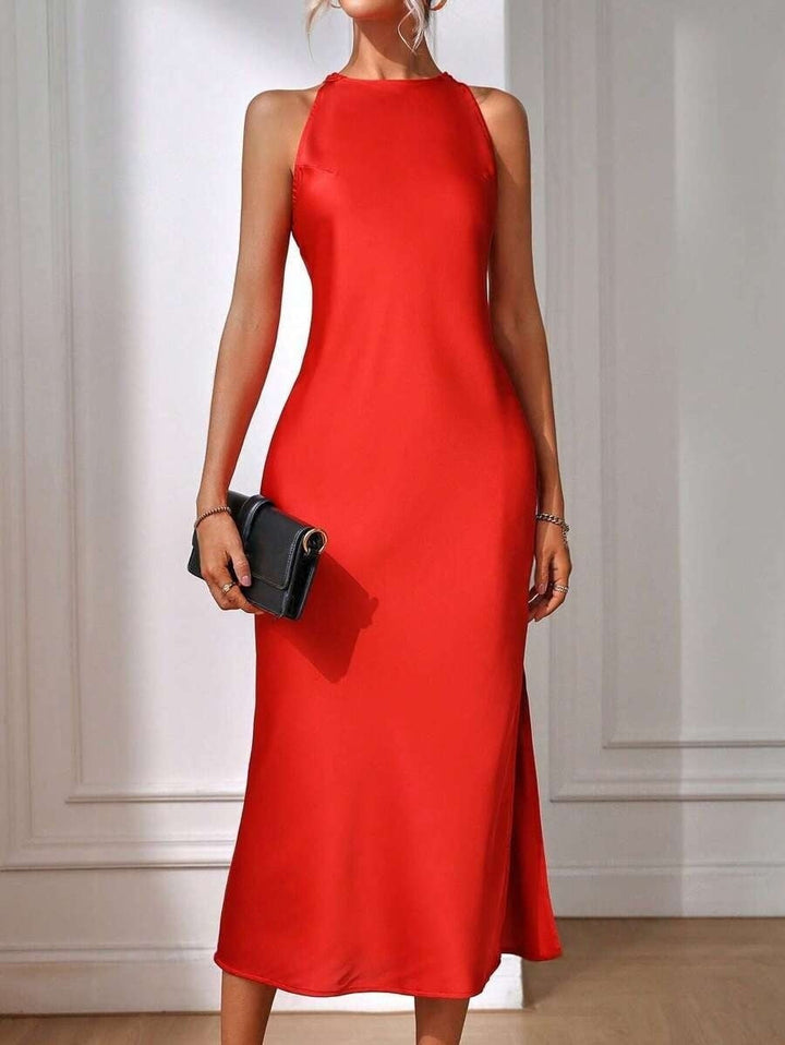Damen Elegantes Maxikleid mit schmalem Träger und körpernahem Schnitt Drune