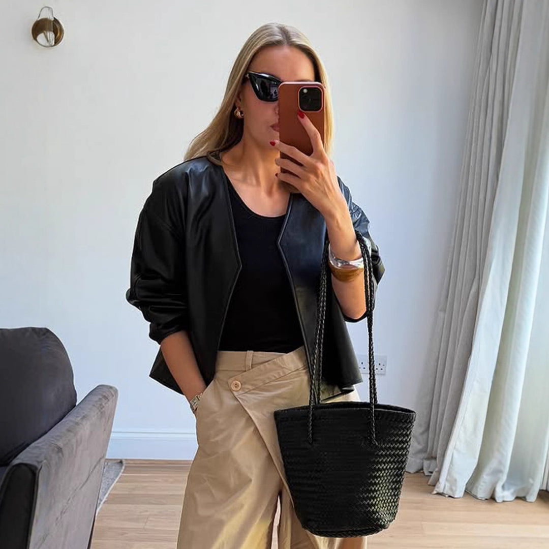 Damen modische Jacke aus hochwertigem Kunstleder Drune