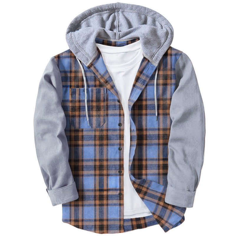 Herren Flanellhemd mit integriertem Kapuzenpullover und moderner Karomusterung Drune