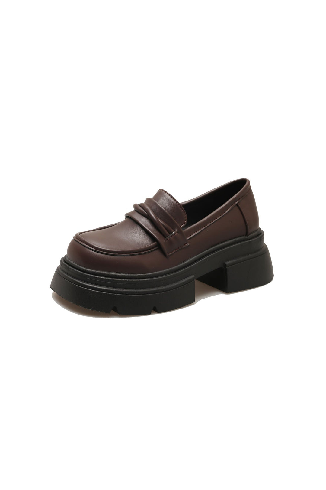 Damen Modische Loafers mit glänzender Oberfläche und robustem Plateau Drune