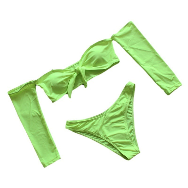 Damen Bikini-Set mit abnehmbaren Ärmeln und raffiniertem Knoten-Detail Drune