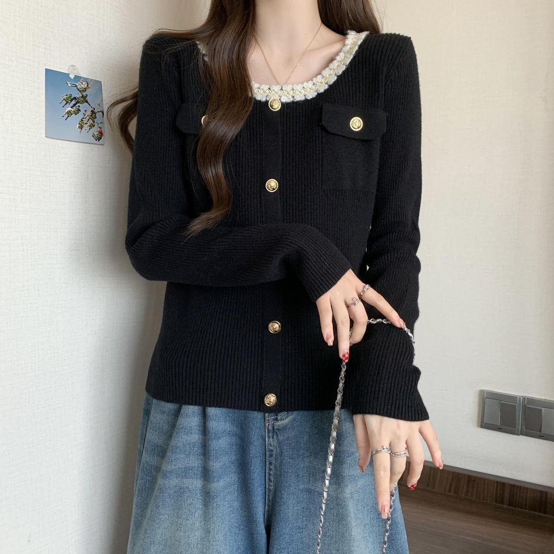 Damen Strickjacke mit dekorativem Kragen Drune